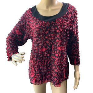 Elementz‎ Womens Patterned Pullover Long Sleeve Crew Neck Blouse Size Large